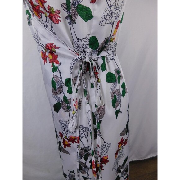 jenn & jo Dress Womens Small White Floral Wrap V-Neck Short Sleeve Tie Waist - Picture 6 of 11